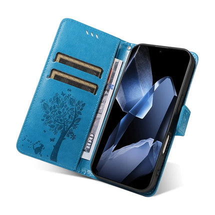 For OnePlus 13 Leather Phone Case Cat Tree Pattern Design Wallet Cover Stand