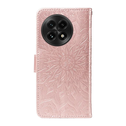 For OnePlus 13 Leather Wallet Case Sunflower Imprinted Phone Cover -  Rose Gold