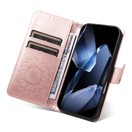 For OnePlus 13 Leather Wallet Case Sunflower Imprinted Phone Cover -  Rose Gold