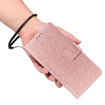 For OnePlus 13 Leather Wallet Case Sunflower Imprinted Phone Cover -  Rose Gold