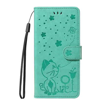 For OnePlus 13 Leather Wallet Case Cat Bee Pattern Phone Cover Stand
