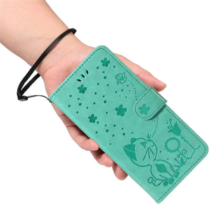 For OnePlus 13 Leather Wallet Case Cat Bee Pattern Phone Cover Stand