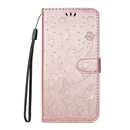 For OnePlus 13 Leather Wallet Case Cat Bee Pattern Phone Cover Stand