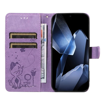 For OnePlus 13 Leather Wallet Case Cat Bee Pattern Phone Cover Stand
