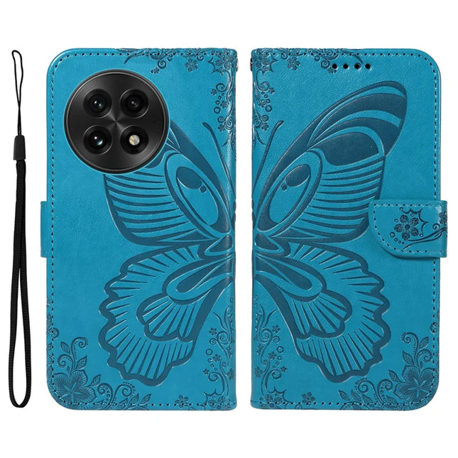 For OnePlus 13 Case Butterfly Pattern PU Leather Folio Flip Phone Cover -  Blue