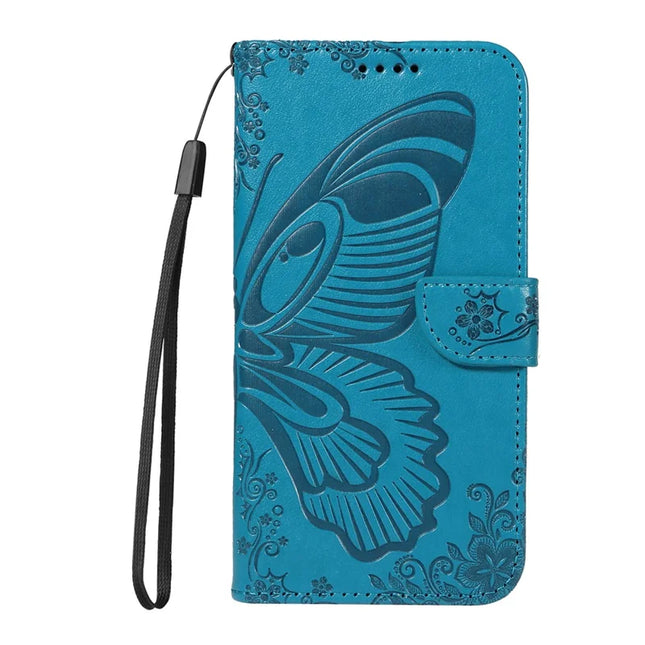 For OnePlus 13 Case Butterfly Pattern PU Leather Folio Flip Phone Cover -  Blue