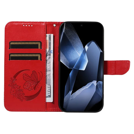 For OnePlus 13 Case Butterfly Pattern PU Leather Folio Flip Phone Cover -  Red