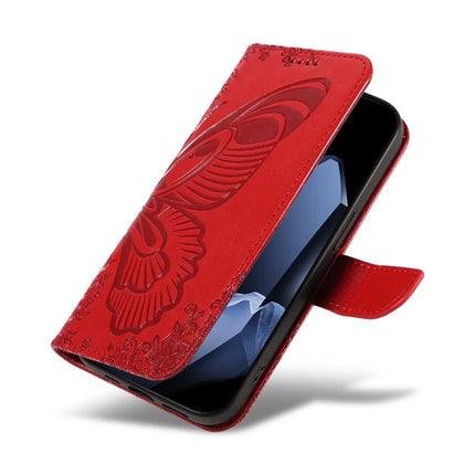For OnePlus 13 Case Butterfly Pattern PU Leather Folio Flip Phone Cover -  Red