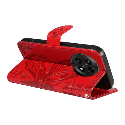 For OnePlus 13 Case Butterfly Pattern PU Leather Folio Flip Phone Cover -  Red