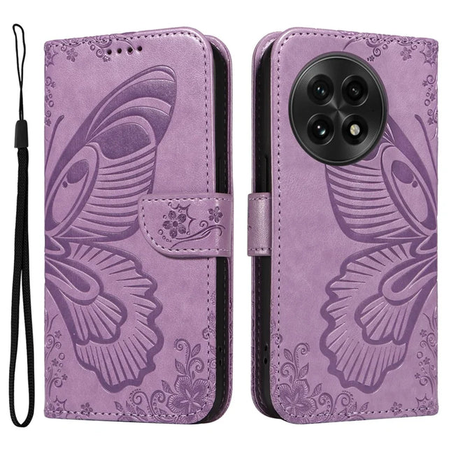 For OnePlus 13 Case Butterfly Pattern PU Leather Folio Flip Phone Cover -  Light Purple