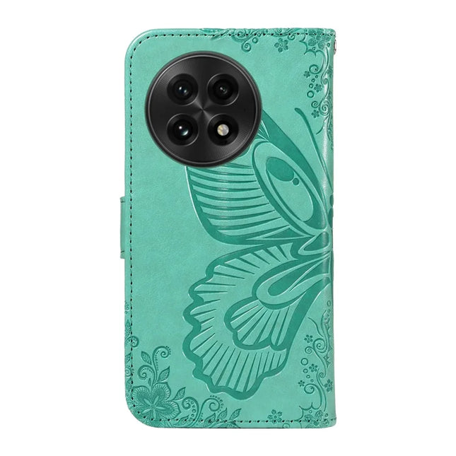 For OnePlus 13 Case Butterfly Pattern PU Leather Folio Flip Phone Cover -  Green