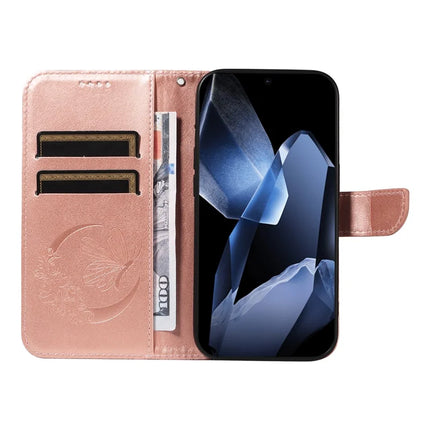 For OnePlus 13 Case Butterfly Pattern PU Leather Folio Flip Phone Cover -  Rose Gold
