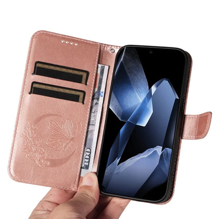 For OnePlus 13 Case Butterfly Pattern PU Leather Folio Flip Phone Cover -  Rose Gold
