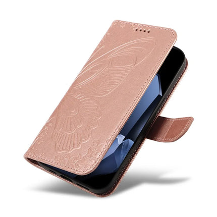 For OnePlus 13 Case Butterfly Pattern PU Leather Folio Flip Phone Cover -  Rose Gold