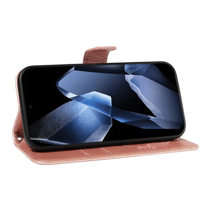 For OnePlus 13 Case Butterfly Pattern PU Leather Folio Flip Phone Cover -  Rose Gold