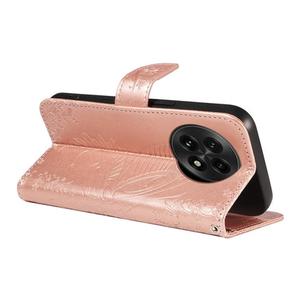 For OnePlus 13 Case Butterfly Pattern PU Leather Folio Flip Phone Cover -  Rose Gold