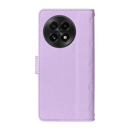 For OnePlus 13 Wallet Case Rhombus Leather Phone Cover with Strap -  Light Purple