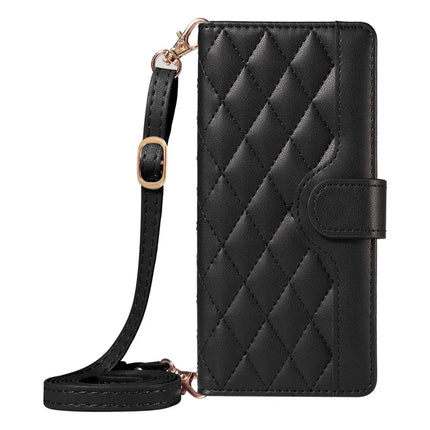 For OnePlus 13 Wallet Case Rhombus Leather Phone Cover with Strap
