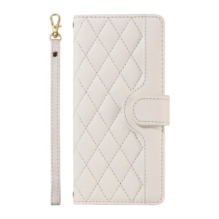 For OnePlus 13 Wallet Case Rhombus Leather Phone Cover with Strap