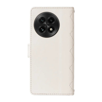 For OnePlus 13 Wallet Case Rhombus Leather Phone Cover with Strap
