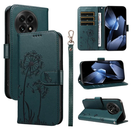 For OnePlus 13 Leather Wallet Case with Strap Dandelion Imprint Phone Stand Cover - Blue