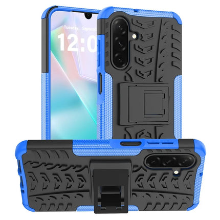 For Samsung Galaxy A26 5G Case Tyre Pattern Design PC + TPU Phone Cover with Kickstand - Blue