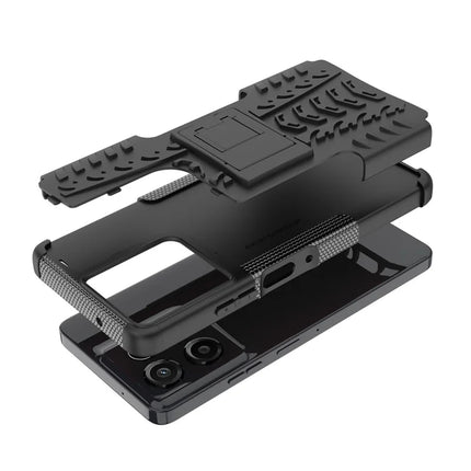 For Motorola Moto G Power (2025) Case Tyre Pattern Design PC + TPU Phone Cover with Kickstand