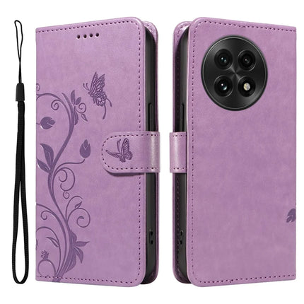 For OnePlus 13 PU Leather Case Flower Pattern Wallet Stand Phone Cover -  Light Purple