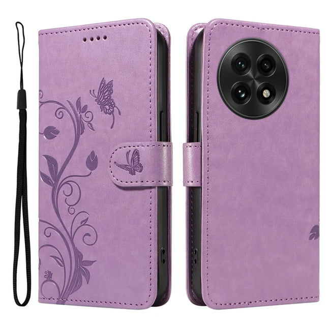 For OnePlus 13 PU Leather Case Flower Pattern Wallet Stand Phone Cover -  Light Purple