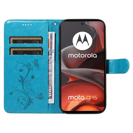 For Motorola Moto G15 Power 4G / Motorola Moto G15 4G PU Leather Case Flower Pattern Wallet Stand Phone Cover
