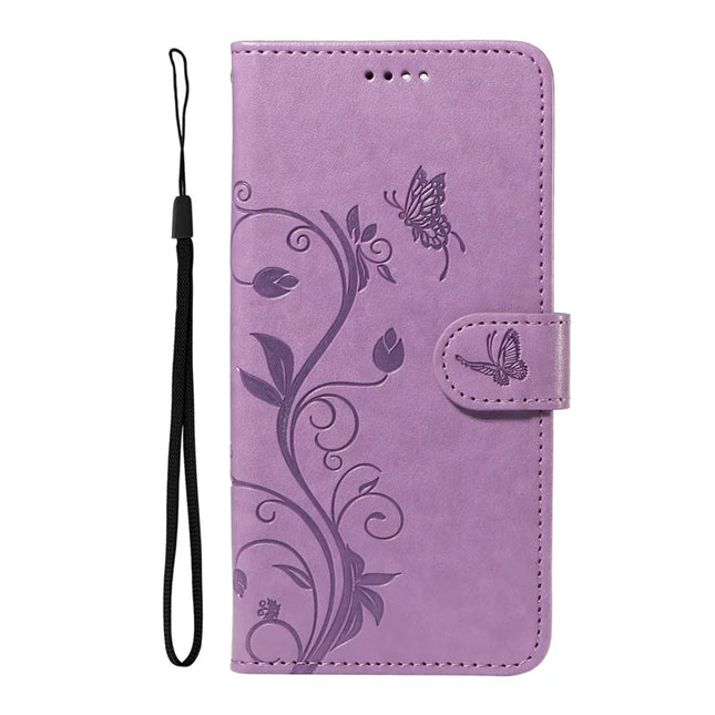 For Motorola Moto G15 Power 4G / Motorola Moto G15 4G PU Leather Case Flower Pattern Wallet Stand Phone Cover -  Light Purple