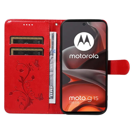 For Motorola Moto G15 Power 4G / Motorola Moto G15 4G PU Leather Case Flower Pattern Wallet Stand Phone Cover