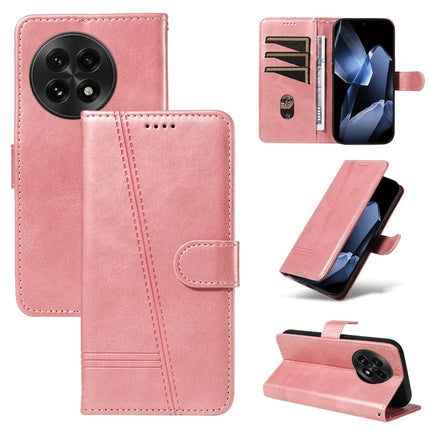 For OnePlus 13 Wallet Case T-Shape Lines Leather Phone Cover Stand - Rose Gold