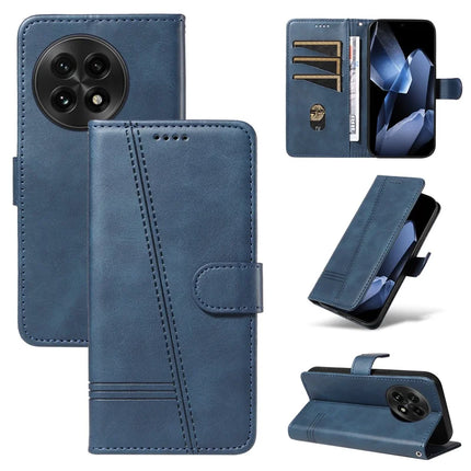 For OnePlus 13 Wallet Case T-Shape Lines Leather Phone Cover Stand - Blue