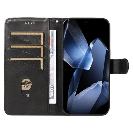For OnePlus 13 Wallet Case T-Shape Lines Leather Phone Cover Stand -  Black