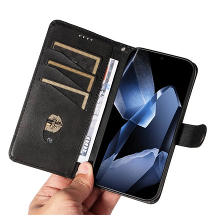 For OnePlus 13 Wallet Case T-Shape Lines Leather Phone Cover Stand -  Black
