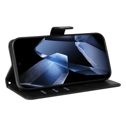 For OnePlus 13 Wallet Case T-Shape Lines Leather Phone Cover Stand -  Black