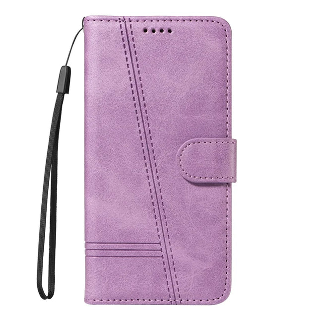 For OnePlus 13 Wallet Case T-Shape Lines Leather Phone Cover Stand -  Light Purple