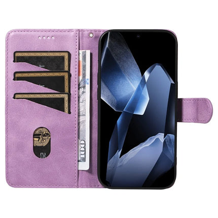 For OnePlus 13 Wallet Case T-Shape Lines Leather Phone Cover Stand -  Light Purple