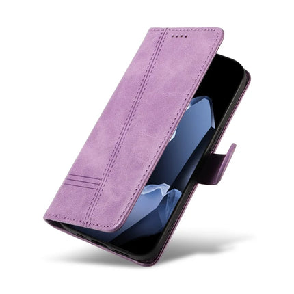 For OnePlus 13 Wallet Case T-Shape Lines Leather Phone Cover Stand -  Light Purple