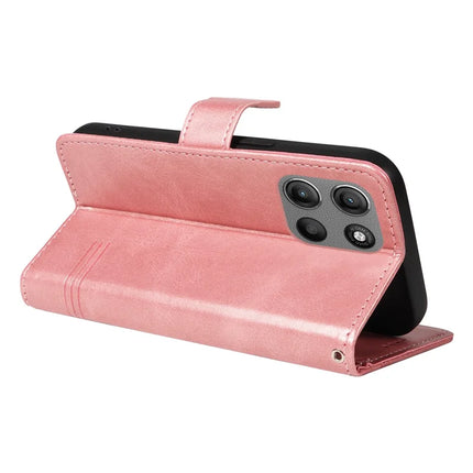 For Motorola Moto G15 4G Wallet Case T-Shape Lines Leather Phone Cover Stand