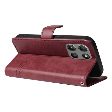 For Motorola Moto G15 4G Wallet Case T-Shape Lines Leather Phone Cover Stand