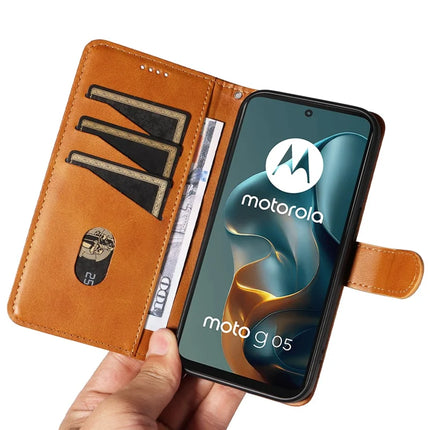 For Motorola Moto G05 4G Wallet Case T-Shape Lines Leather Phone Cover Stand