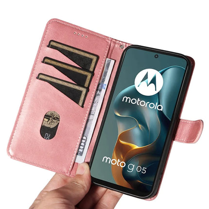 For Motorola Moto G05 4G Wallet Case T-Shape Lines Leather Phone Cover Stand