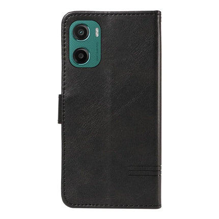 For Motorola Moto G05 4G Wallet Case T-Shape Lines Leather Phone Cover Stand -  Black