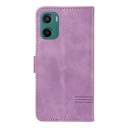 For Motorola Moto G05 4G Wallet Case T-Shape Lines Leather Phone Cover Stand -  Light Purple