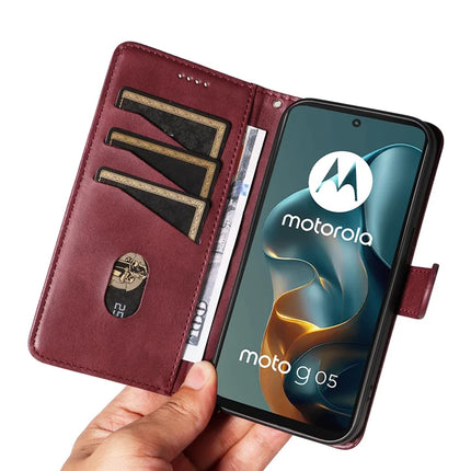 For Motorola Moto G05 4G Wallet Case T-Shape Lines Leather Phone Cover Stand