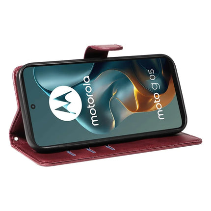 For Motorola Moto G05 4G Wallet Case T-Shape Lines Leather Phone Cover Stand