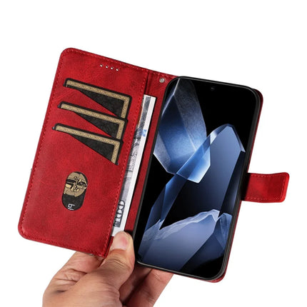For OnePlus 13 Leather Case Geometric Line Design Wallet Phone Cover with Wrist Strap