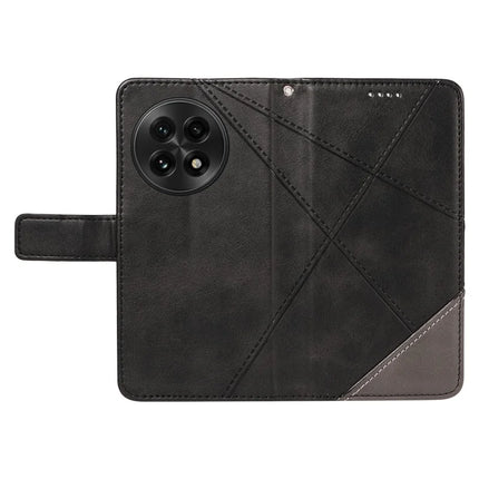 For OnePlus 13 Leather Case Geometric Line Design Wallet Phone Cover with Wrist Strap